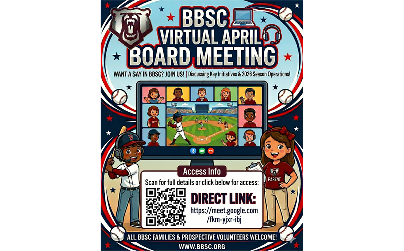 BBSC Board Meeting - April 28 at 7:30pm